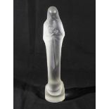 A 1930's frosted glass Art Deco figure of Madonna and child, signed to the back