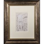 A gilt framed pencil drawing signed L S Lowry 71