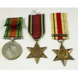 WWII Defence Medal, Burma Star and Africa Star with 1st Army bar