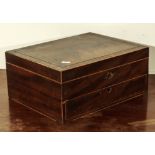 A mahogany sewing box. Distressed.