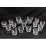 Fifteen crystal glasses