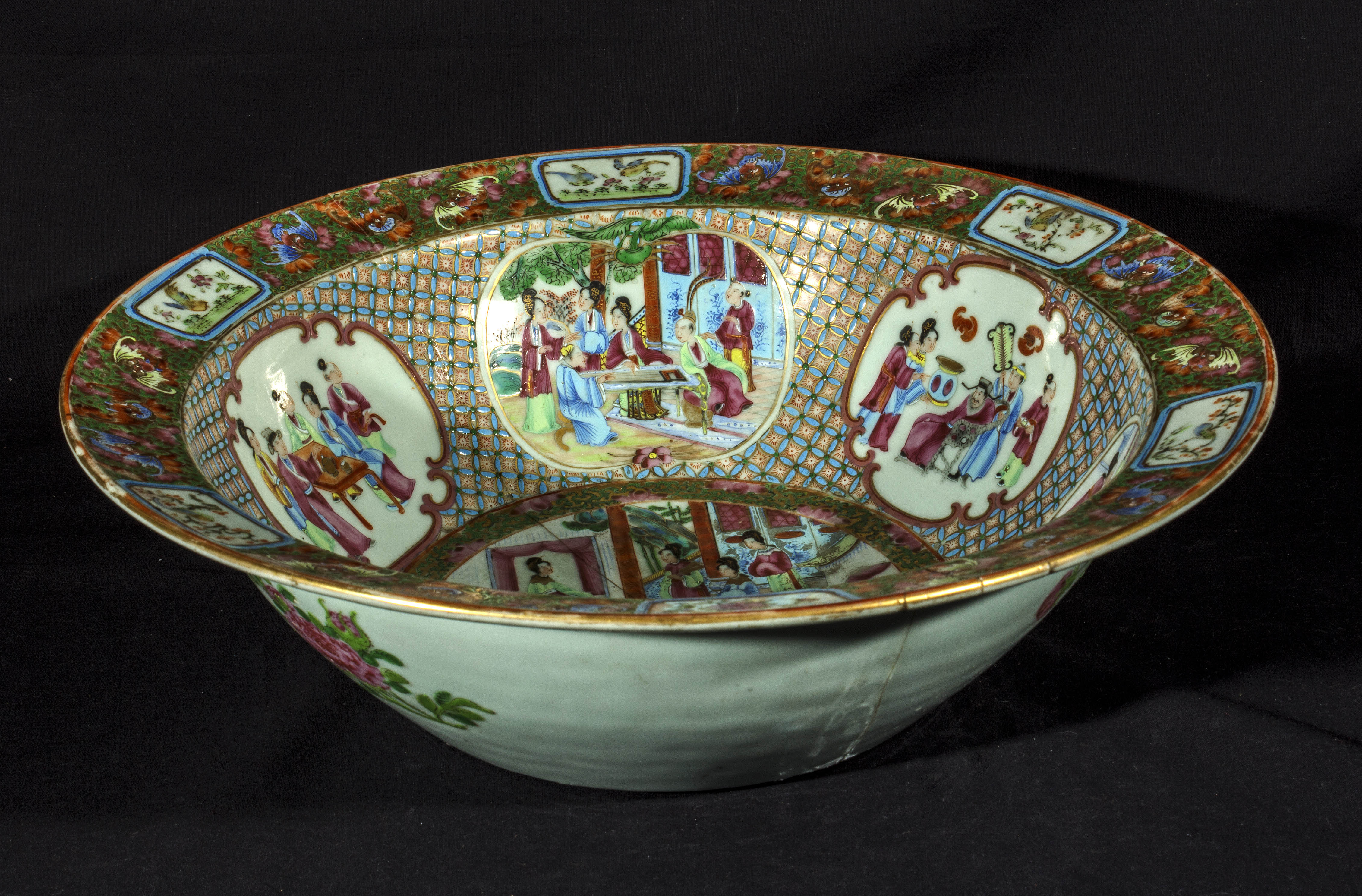A large Chinese Canton Famille Rose, Mandarin bowl, 16" in diameter