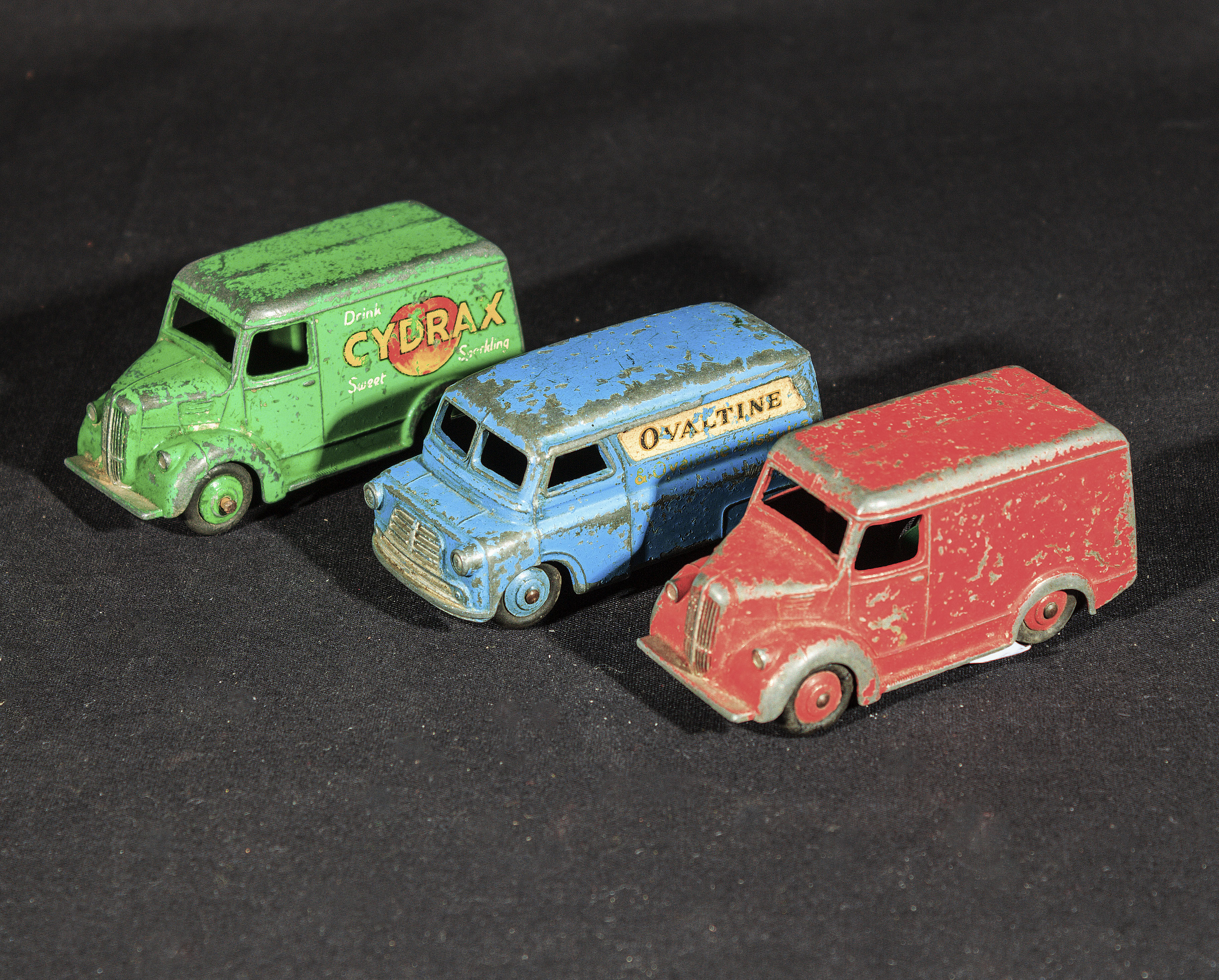 Three vintage Dinky die cast vans