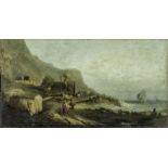 A Dutch unframed oil on oak panel depicting a marine scene, unsigned