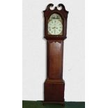 An oak grandfather clock