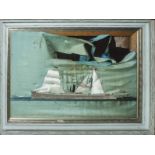 A framed silk diorama of a clipper in full sale A/F