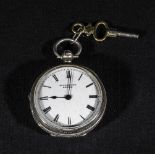 A small silver pocket watch