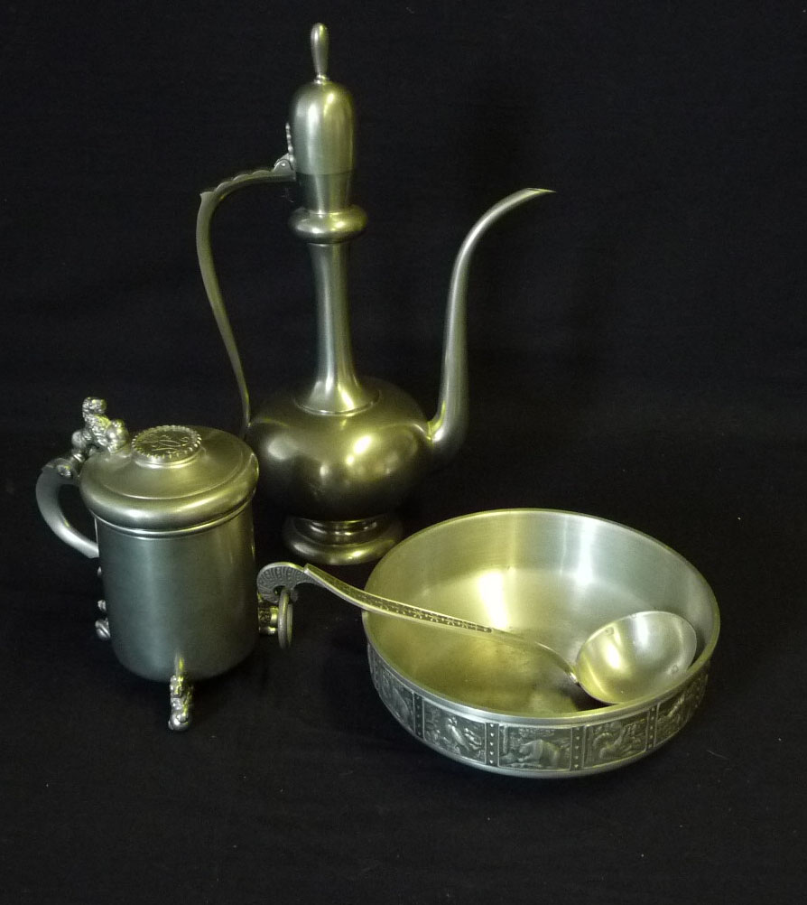 Four pieces of Scandinavian pewter