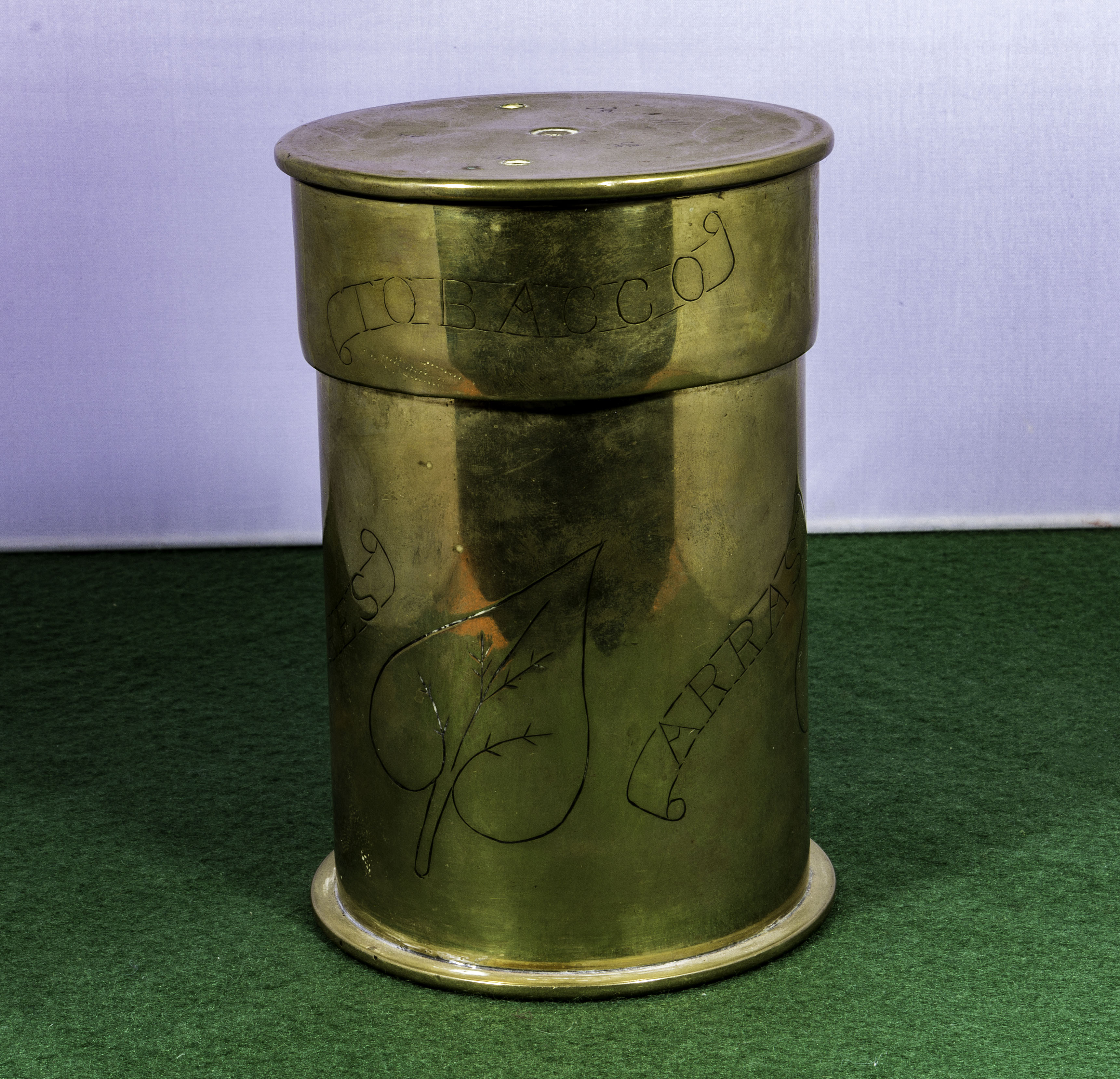 A trench art shell case tobacco jar