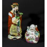 A Chinese Famille Rose Buddha figure and a Mandarin