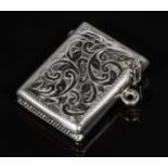 A silver vesta case, London 1896