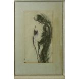 Ronald Dickson, framed charcoal drawing of a nude. Image size 45cm x 24cm