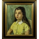 Philip Naviasky 1894-1983 framed oil on board head and shoulders of a young girl signed, label