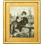 A framed Dutch silk print D Ap Walhan