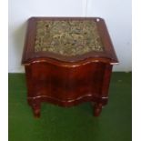 A small Victorian mahogany step commode with tapestry inset to lid .