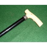 An ivory handled walking cane