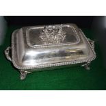 A Victorian silver entree dish on silver plated stand
