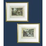 A pair of framed coloured Howitt etchings Pheasant Shooting and Fly Fishing
