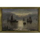 W H Day, 19th century framed oil on board depicting a Marine scene, signed. Image size 46cm x 71cm