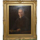 A large gilt framed oil on canvas of a gentleman