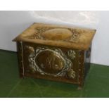 An Art Nouveau brass coal/log box