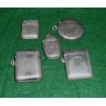 Five silver vesta cases