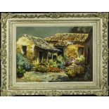 A framed oil on canvas Mediterranean House signed. Image size 43cm x 53cm