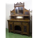 A late Victorian oak mirror back sideboard, good condition, 5ft wide by 7ft 4inches tall.