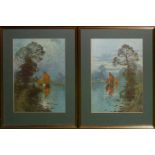 A de Breanski, pair of prints depicting lake scenes, image sizes 35cm x 24cm