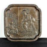 A Japanese bronze embossed tray