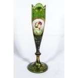 Green overlay Venetian glass vase A/F 26.5cm high