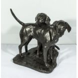 A Clare Ellwood cold cast resin bronze of foxhounds