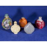 Five Oriental snuff bottles