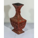 A red lacquer cinnabar vase