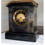 Black marble mantle clock - signed on dial J. Ramsay, Paris.