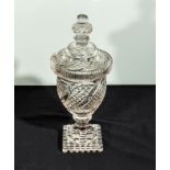 An Irish crystal lidded jar