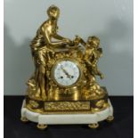 A French ormolu clock on marble base