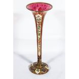 A ruby Venetian flute vase A/F 25.5cm high