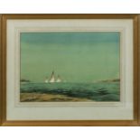 Ian Buchanan Dunlop, framed watercolour depicting a seascape, signed