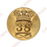 38th (1st Stafford) Regiment of Foot Victorian Officer's gilt closed-back coatee button. . A fine