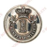 Canadian Frontenac Militia Victorian Officer's silver plated tunic button.. A fine rare example by