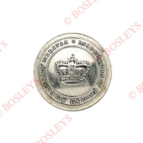 Inspectors of British American Militia George III Officer's silver plated open-back coatee button. .