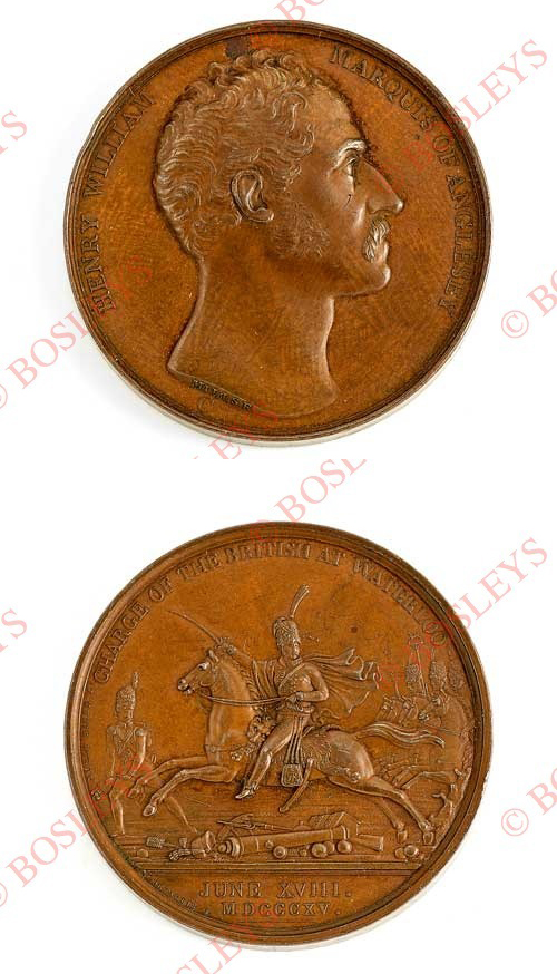 Mudie Series of National Medals the Charge of the British Waterloo Bronze Medal.. This bronze