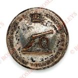 Scottish. 1st Stirlingshire Volunteer Artillery Victorian Officer's silver plated tunic button. A