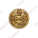 50th (or the Queen's Own) Regiment pre 1855 Victorian Officer's gilt closed back coatee button. A