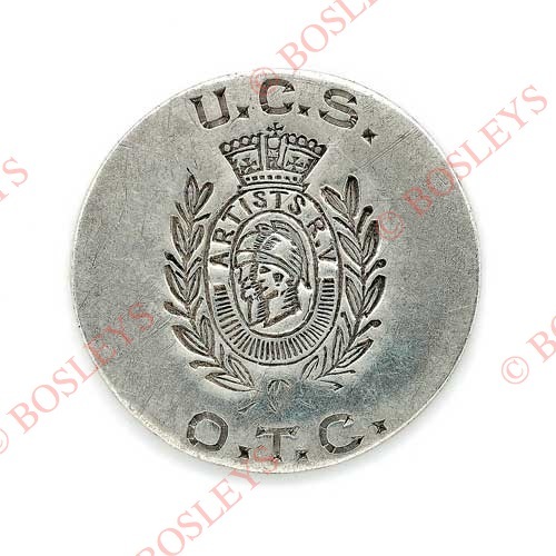 University College School OTC 1911 hallmarked silver flat button. . A fine scarce example by