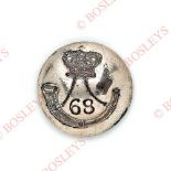 68th (Durham Light Infantry) Officer's silver plated closed-back coatee button. A good example by T.