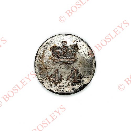 44th (East Essex) Regiment of Foot Georgian Officer's silver plated open-back coatee button.. A good