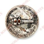 Customs Volunteer Artillery Victorian Officer's silver plated tunic button. A fine scarce example by
