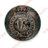Royal Cumberland Militia pre 1855 Victorian Officer's silver plated closed-back coatee button. A